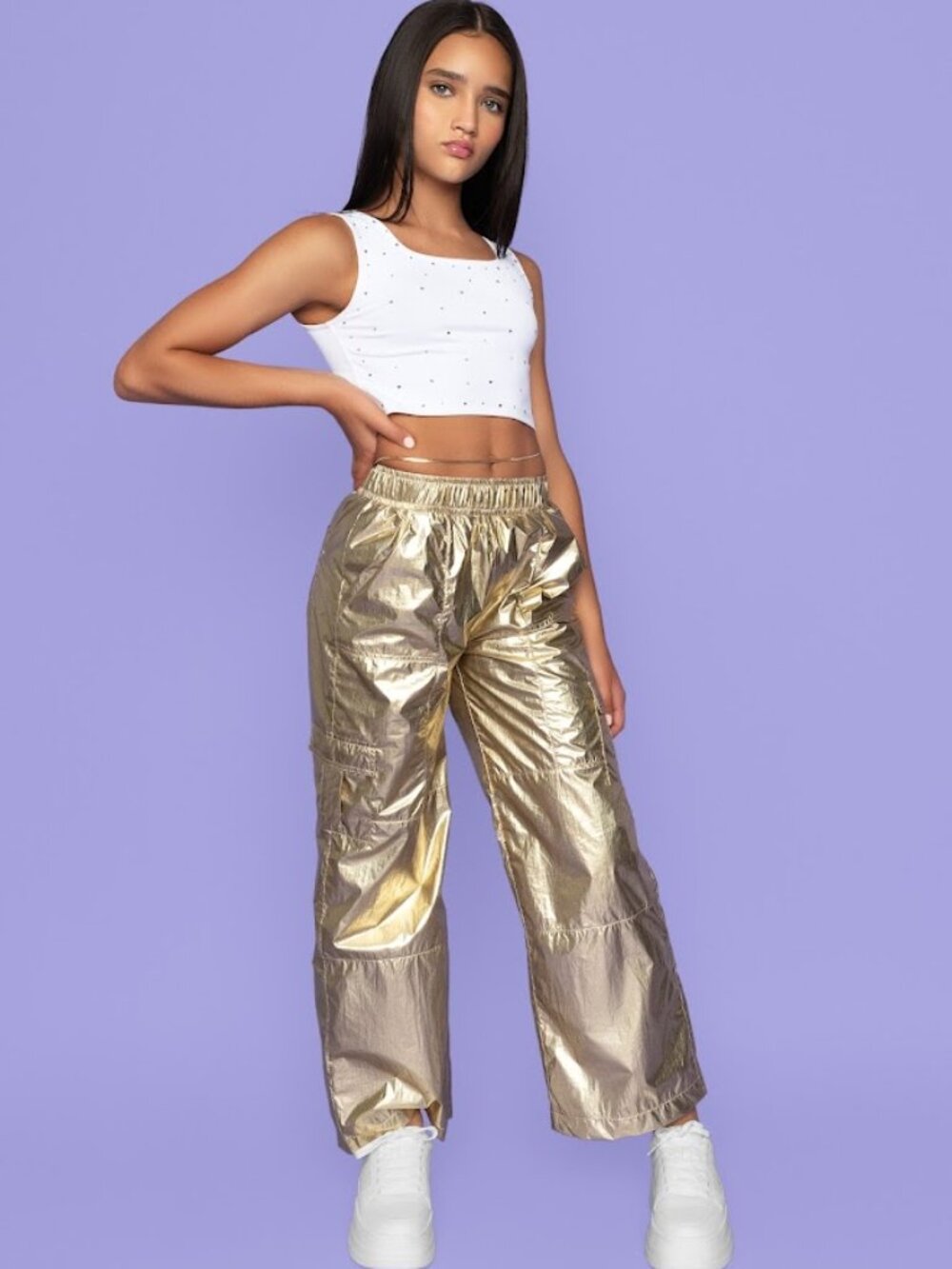 Metallic Gold Cargo Pants
